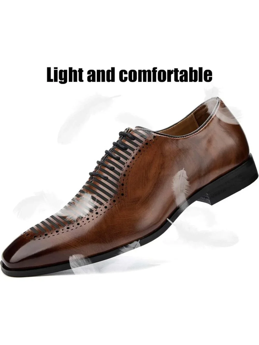 Men's Brown Leather Lace Up Formal Business Casual Fashion Oxford Dress Shoes